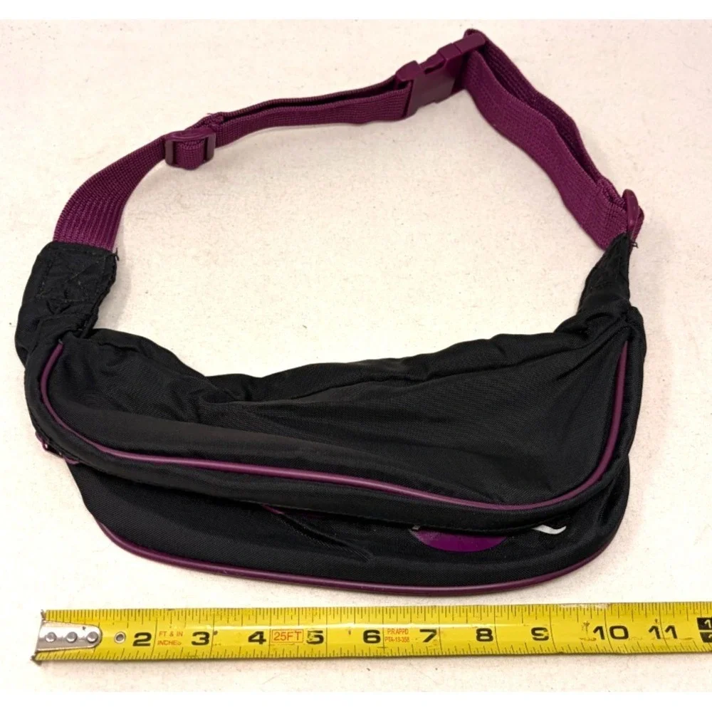 Vintage Rossignol Ski Waist Fanny Pack Black Purple Adjustable Belt Zip Bag